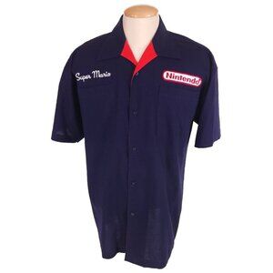 Vintage 2002 Nintendo Super Mario Logo Graphic SS Shirt Size L Mens Embroidered